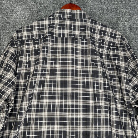 Hickey Freeman Shirt Mens XXL  Gray Cotton Plaid Button Up Long Sleeve - Picture 7 of 7